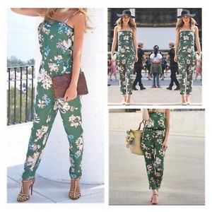 Zara floral satin jumpsuit